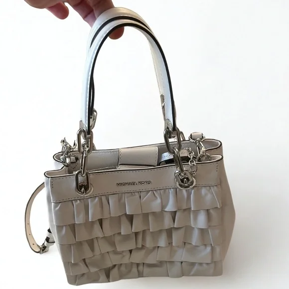Michael Kors Silver Ruffled Satchel - Picture 2 of 6